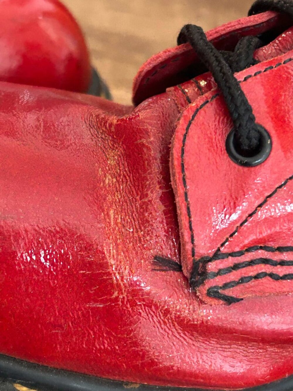 Vintage Dr. Martens 1914 Made In England Red 14-Eye Boots Size UK7/USW9 - Picture 8 of 15